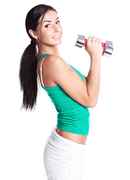 Упражнения с гантелями укрепляют икроножные, ягодичные мышцы, а также мышцы пресса и бедер