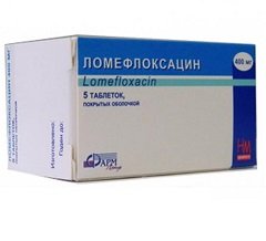 Таблетки, покрытые пленочной оболочкой, Ломефлоксацин