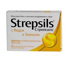 Таблетки для рассасывания медово-лимонные Стрепсилс