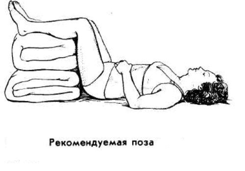 При приступе люмбаго пациента укладывают на спину, сгибая ноги под прямым углом в коленных и тазобедренных суставах