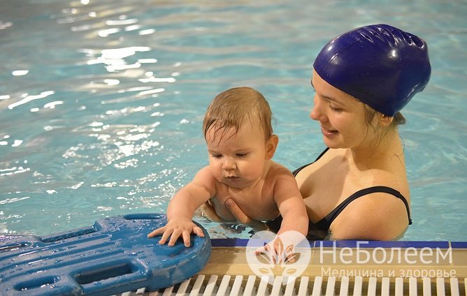 При повышенном внутричерепном давлении малышам показано лечебное плавание