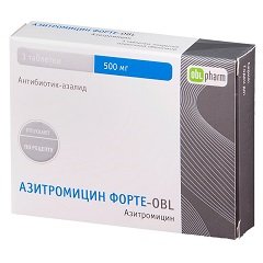 Таблетки, покрытые пленочной оболочкой, Азитромицин Форте-OBL