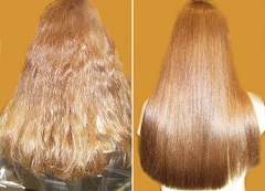До и после бразильского выпрямления волос