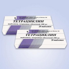 Таблетки, покрытые оболочкой, Тетрациклин