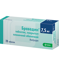 Таблетки, покрытые пленочной оболочкой, Бравадин 7,5 мг