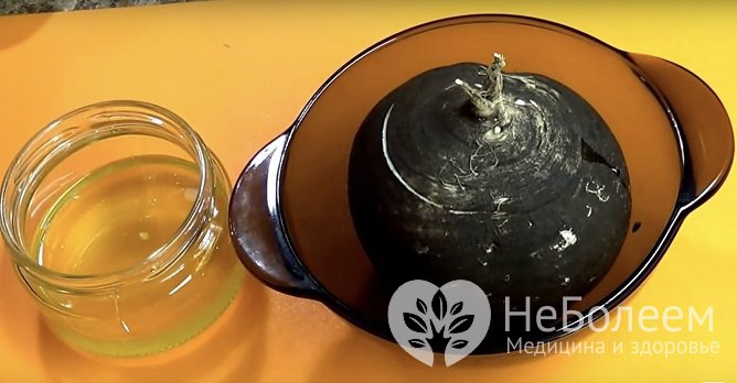 Зеленая и черная редька с медом от кашля
