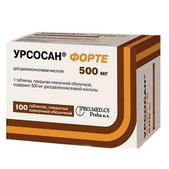 Таблетки, покрытые пленочной оболочкой, Урсосан Форте